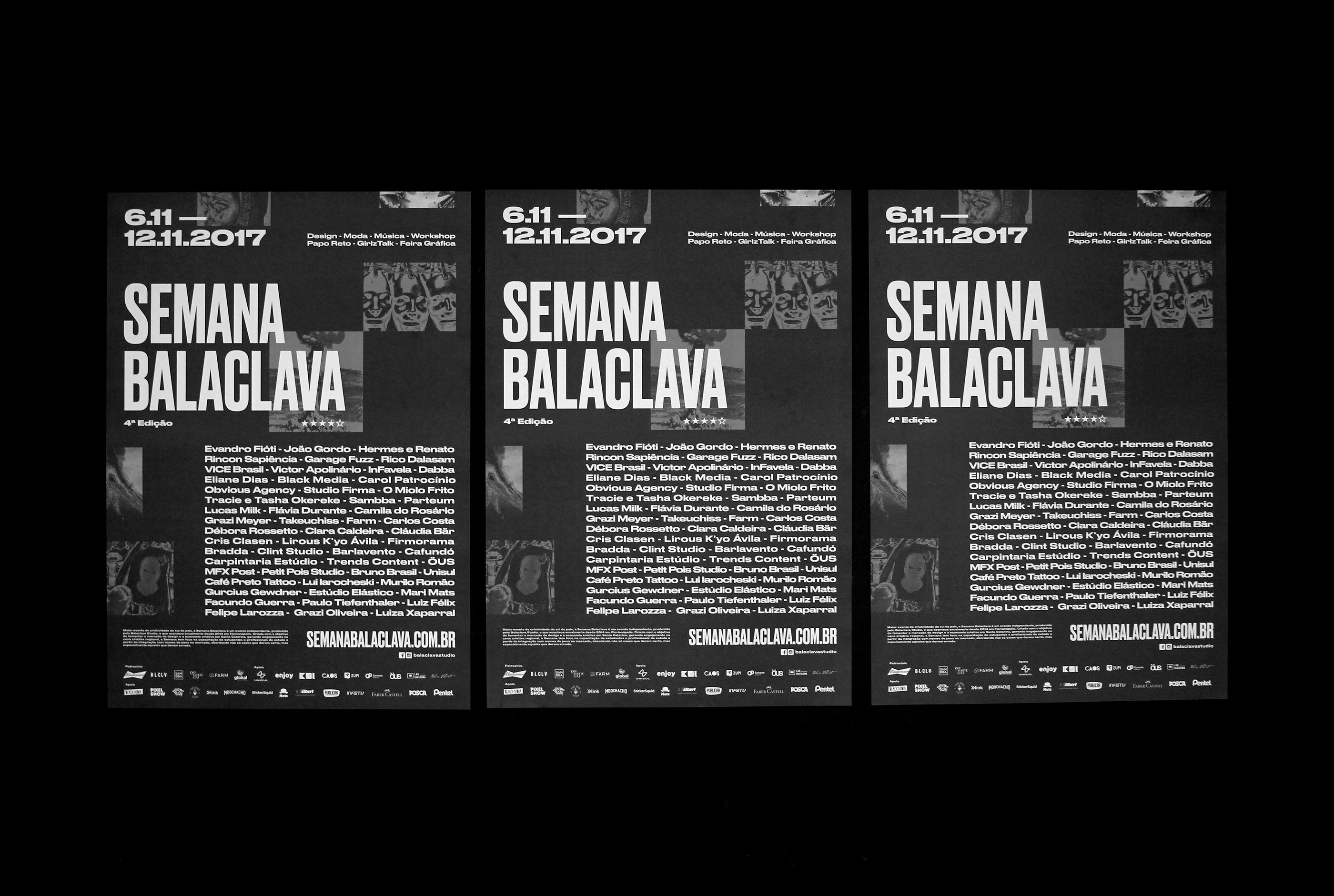 Three Semana Balaclava 2017 posters listing the programme and speakers.